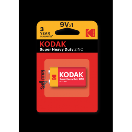 Батарейки Kodak 6F22-1BL SUPER HEAVY DUTY Zinc [K9VHZ-1B]