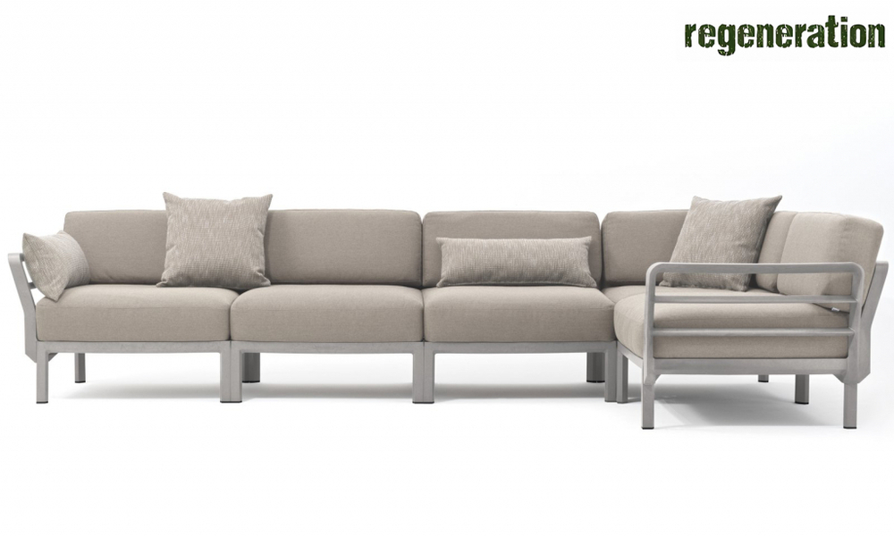 Диван пластиковый с подушками Nardi Maximo 5, гипс, жемчуг