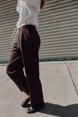 ZARA БРЮКИ С ШИРОКИМИ ШТАНИНАМИ И ДВОЙНЫМ ПОЯСОМ, КОРИЧНЕВЫЙ