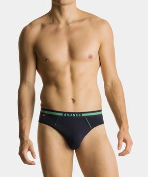 Мужские трусы (3шт) слипы спорт Atlantic 3MP-159, темно-синий + зеленый + фиолетовый
