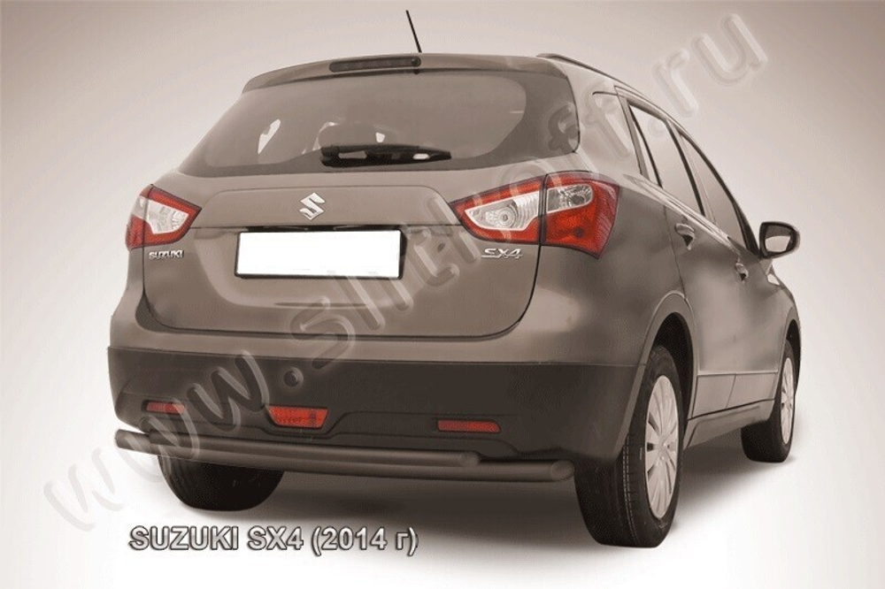 Защита заднего бампера (нержавейка) Suzuki SX-4 (2013-2016) d57+d42 (черный)