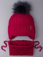 Шапка зимняя для мальчика на завязках и снуд