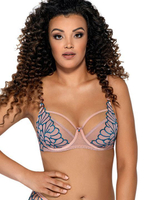 Бюстгальтер на косточках с мягкой чашкой и бирюзовой контрастной отделкой (Размер: 80F) (Цвет: телесный)