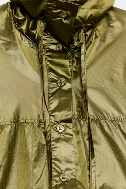 ZARA НЕЙЛОНОВАЯ КУРТКА ОВЕРСАЙЗ, НАСЫЩЕННЫЙ ЗЕЛЕНЫЙ