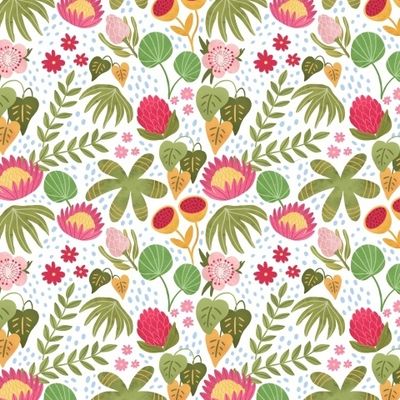 Тропические джунгли, экзотические листья и цветы