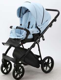 Детская коляска Adamex Porto Deluxe 2 в 1 PO-SA17 (ГОЛУБАЯ КОЖА)