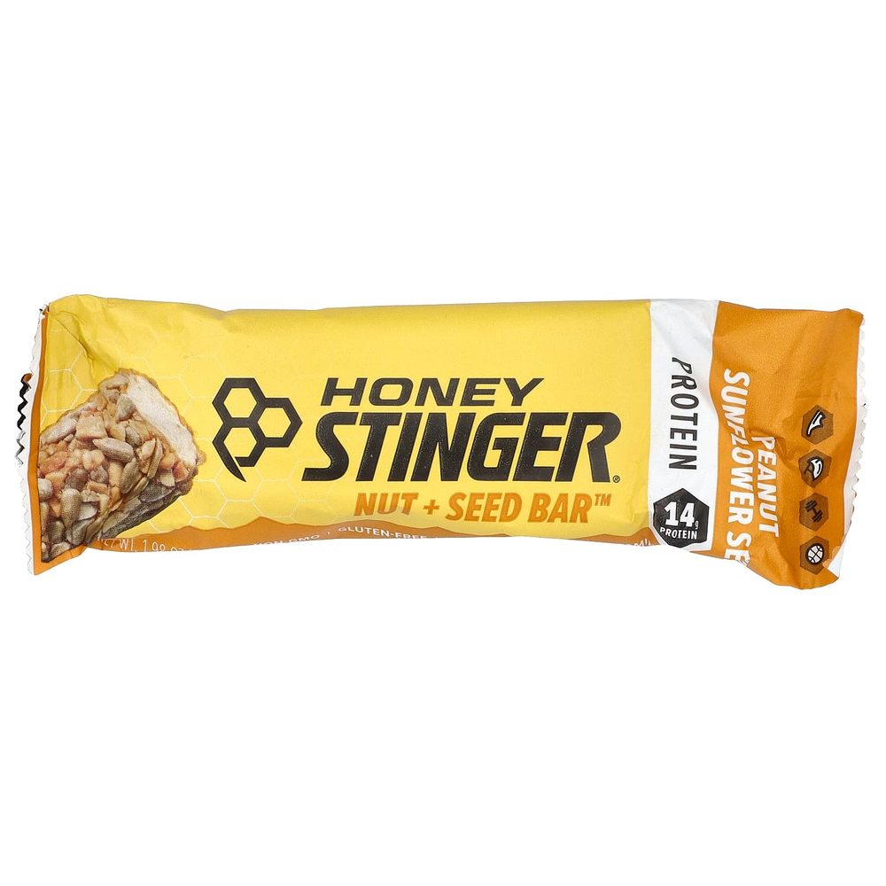 Honey Stinger, Nut + Seed Bar ™, арахис и семена подсолнечника, 12 батончиков по 56 г (1,98 унции)