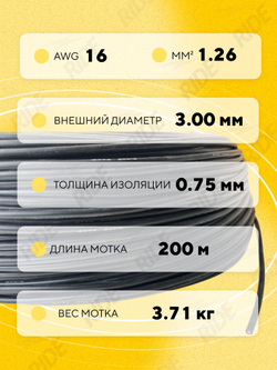Провод силиконовый 16 AWG, 200 м