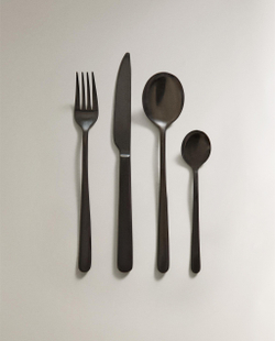 Zara Home набор столовых приборов из нержавеющей стали, цвет чёрный, 24 см