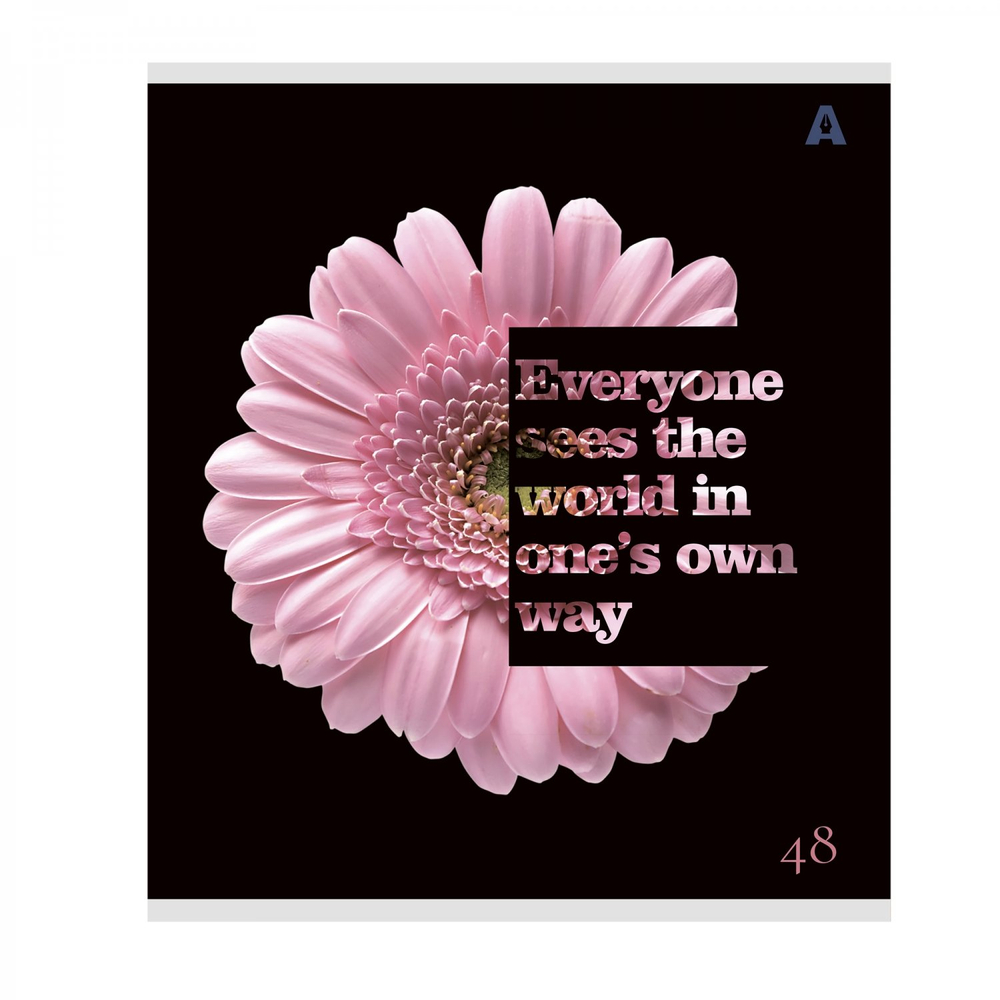 Тетрадь 48л, А5, клетка, Alingar, "Floral mood"скрепка,мелованный картон (стандарт), Soft touch+ выб УФ лак, блок офсет, 5 дизайнов в пленке т/у