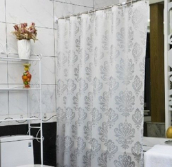Штора для ванной комнаты и туалета тканевая занавеска для душа 180*180 см "Узор серебро"
