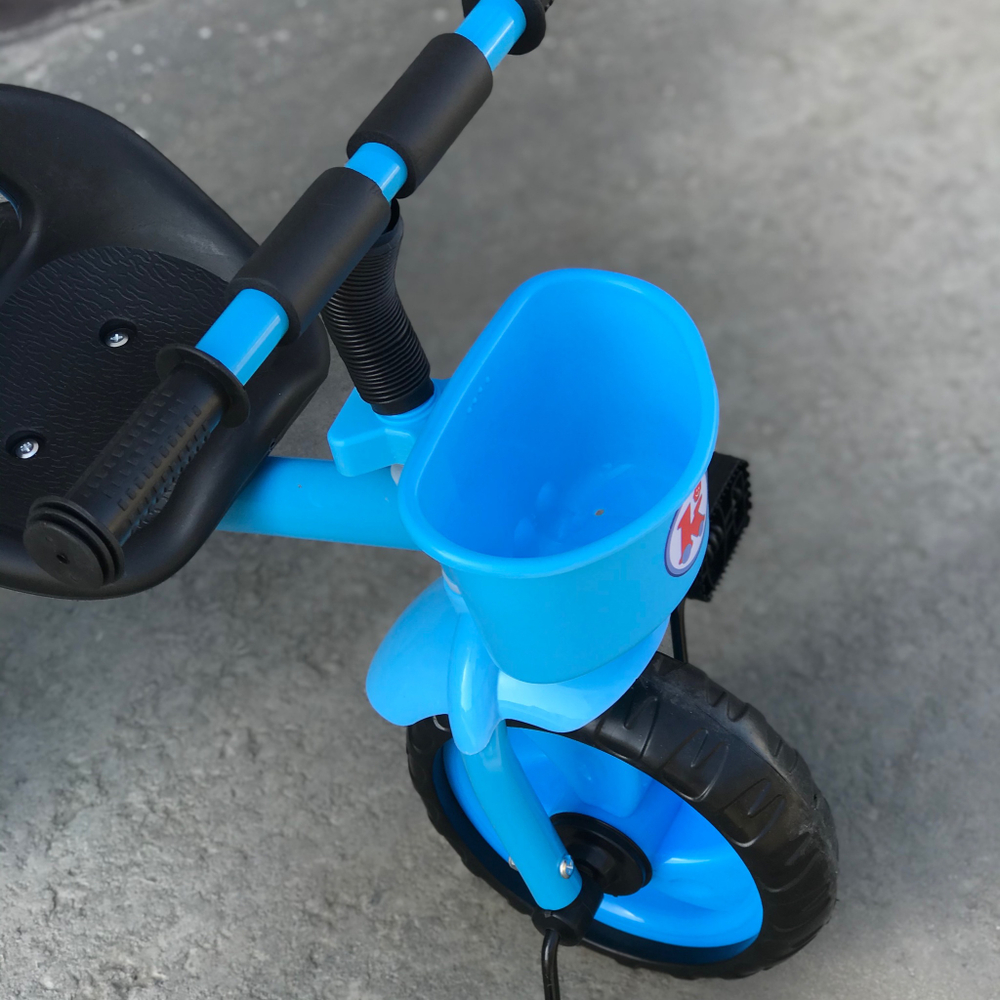 507/LH/Велосипед 3-х колесный без ручки, EVA колеса, пластм.сиденье, корзинка на руле и в задней час