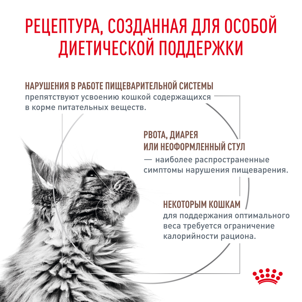 Royal Canin Gastrointestinal Moderate Calorie GIM 35 Гастроинтестинал Модерейт Кэлори Корм сухой диета для кошек при расстройствах пищеварения 2кг