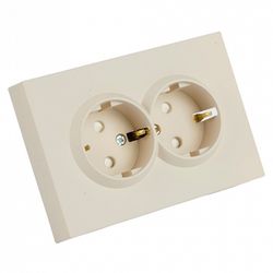 Розетка двойная с заземлением и со шторкой Stekker Эмили 49908