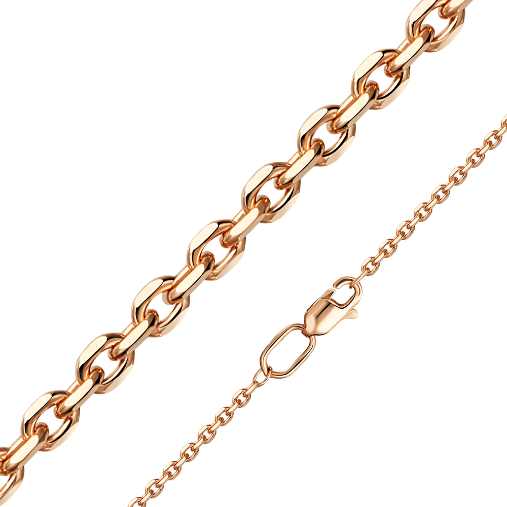 Цепь из красного золота с алмазной гранью (плетение «Якорное»)