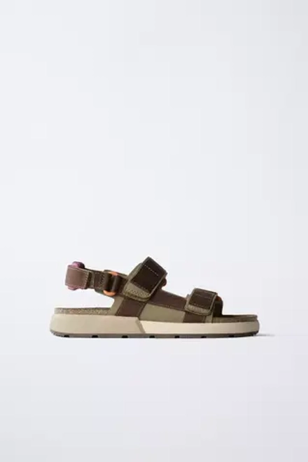 ZARA САНДАЛИИ В СПОРТИВНОМ СТИЛЕ, КОРИЧНЕВЫЙ