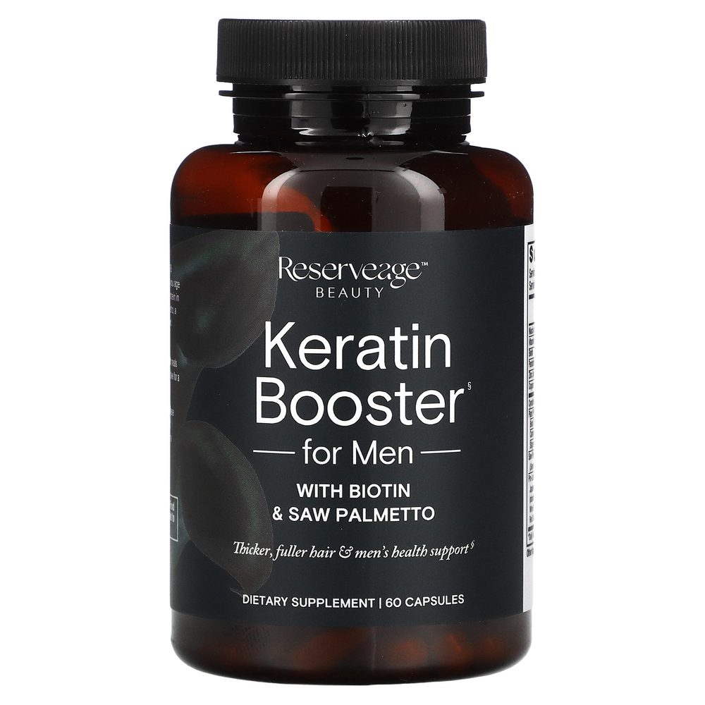 Reserveage Nutrition, Keratin Booster для мужчин, с биотином и сереноей, 60 капсул