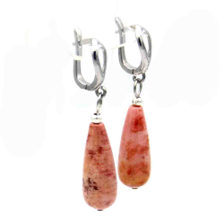 Серьги "Капли" коралл окаменелый