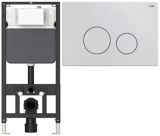 Комплект инсталляции Рехау NOVAFLOW с панелью смыва NOVA ORB 001 круглой, белый, глянцевый