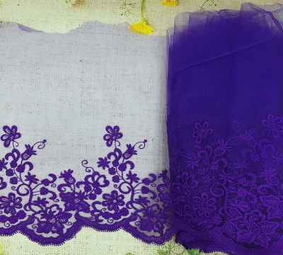 Вышивка на сетке, ш. 36 см, фиолетовый