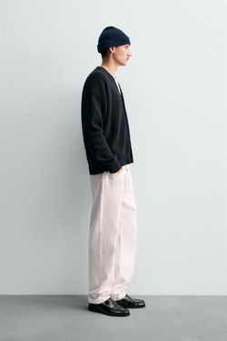 ZARA КАРДИГАН КЛАССИЧЕСКОГО КРОЯ ИЗ ХЛОПКА, МОРСКОЙ ТЕМНО-СИНИЙ