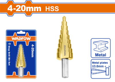 Ступенчатое сверло 4-20 мм (60/120) WADFOW WJD1402