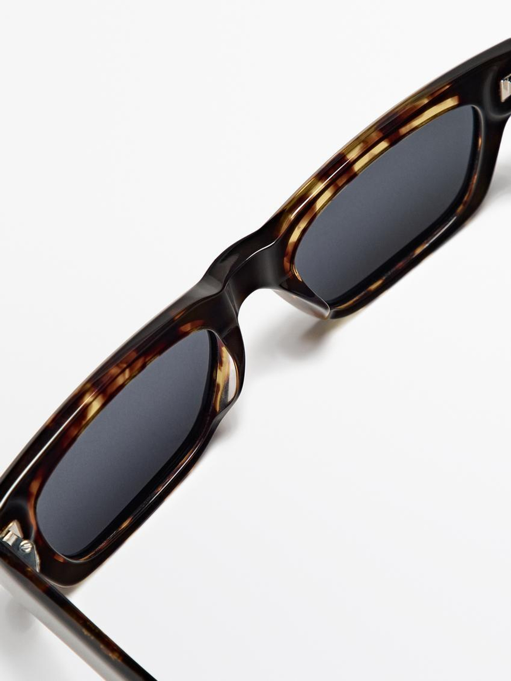 Massimo Dutti Узкие солнцезащитные очки в прямой оправе под черепаху, коричневый