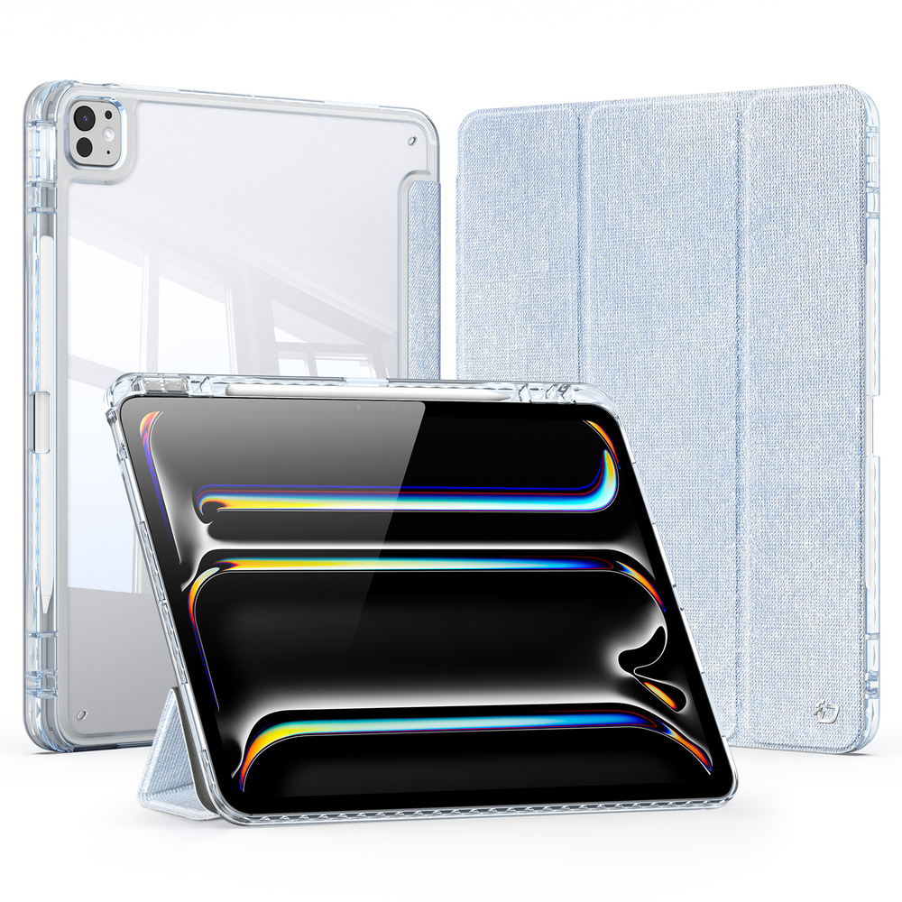 Чехол книжка синего цвета от Dux Ducis для Apple iPad Pro 13 с 2024 года, серия Unid Series Case, с держателем Apple Pencil и функцией автоматического перехода в спящий режим