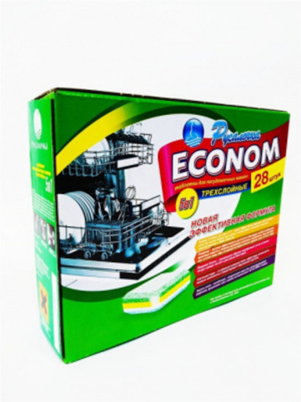 Русалочка таблетки для посудомоечных машин 5 в1 Econom 28шт