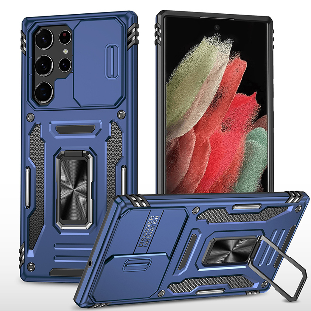 Чехол Safe Case с кольцом и защитой камеры для Samsung Galaxy S22 Ultra