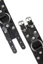 Черные кожаные наручники-браслеты с двумя ремешками