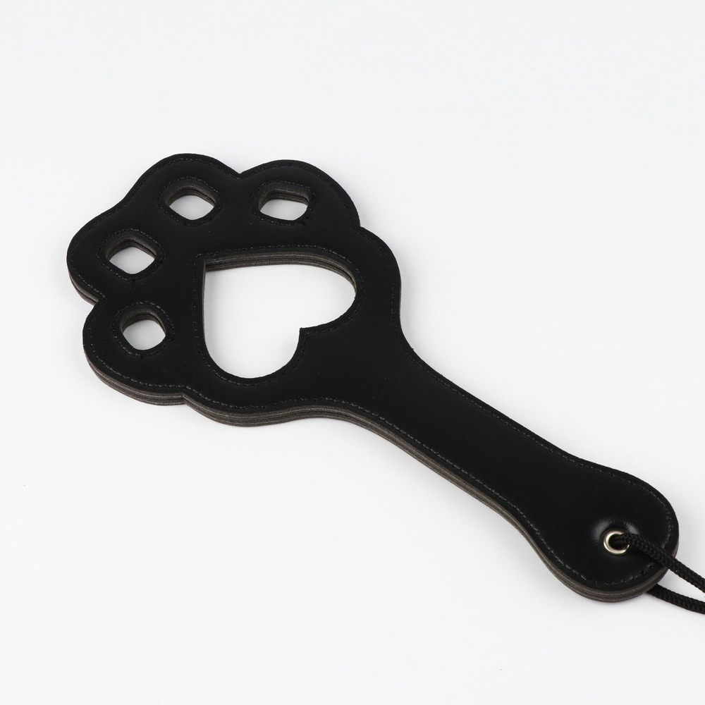 Черная кожаная шлепалка Лапка - 27 см. (Цвет: черный)