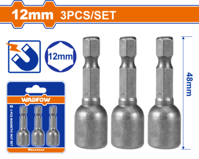 Набор торцевых головок магнитных 12 мм 3 шт (25/100) WADFOW WWR1K12