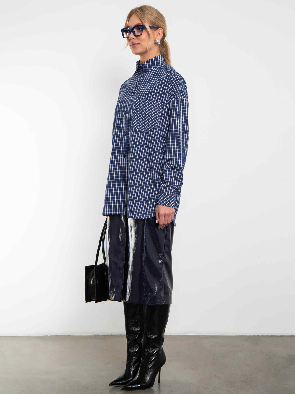 Рубашка Модная клеточка синего цвета