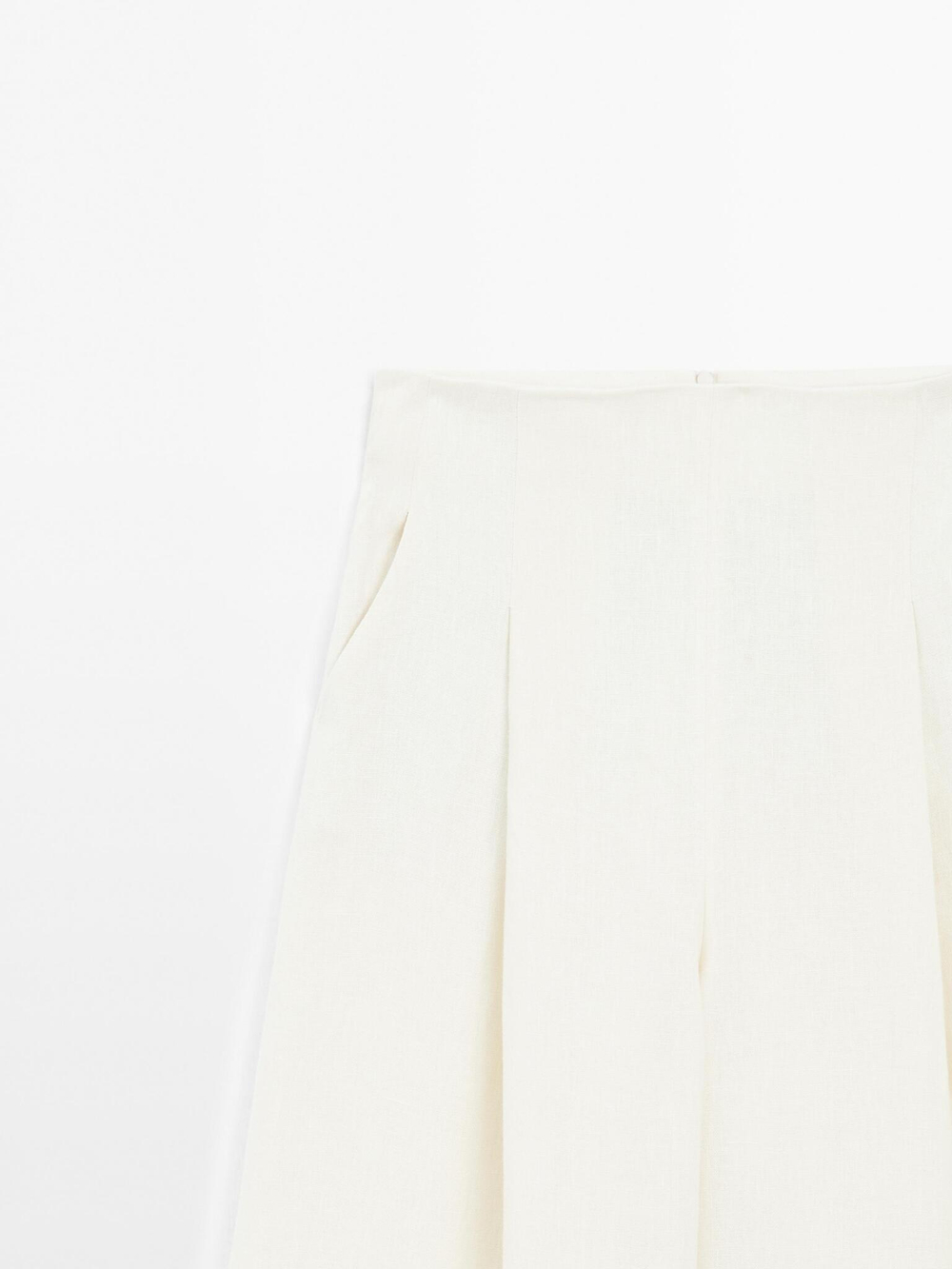 Massimo Dutti Брюки широкие из 100% льна - STUDIO, кремовый