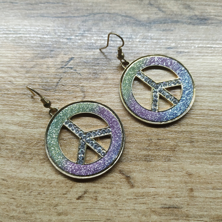 Серьги Пасифик стразы с блестками металл золотистый