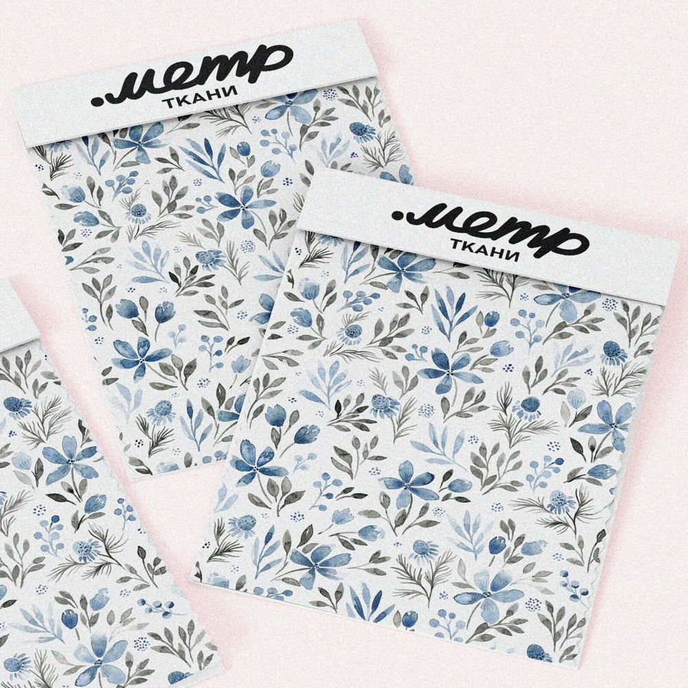 Ткань шифон незамысловатые цветы с листьями