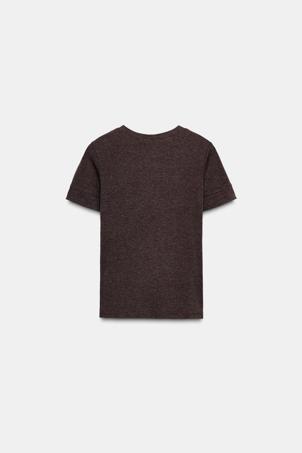 ZARA МИНИМАЛИСТИЧНАЯ ФУТБОЛКА С КОРОТКИМИ РУКАВАМИ, КОРИЧНЕВЫЙ