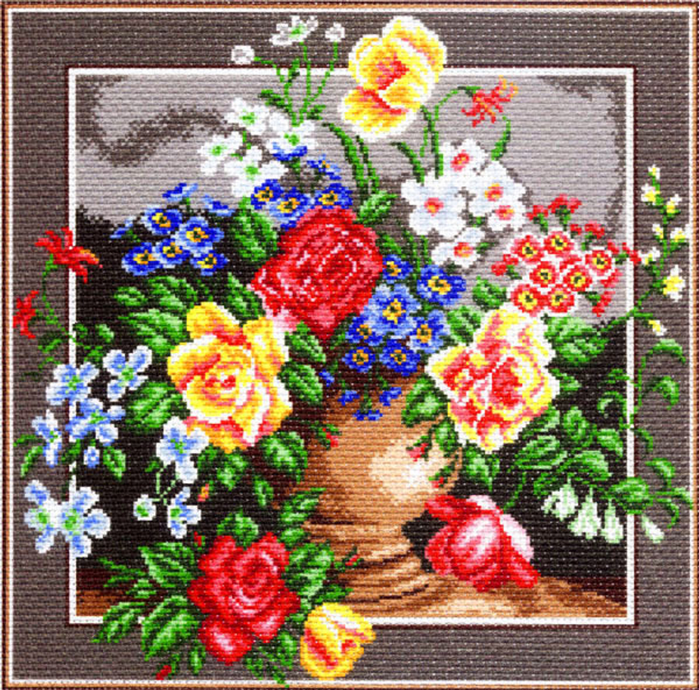 "Цветочное изобилие"-1271 канва с рисунком