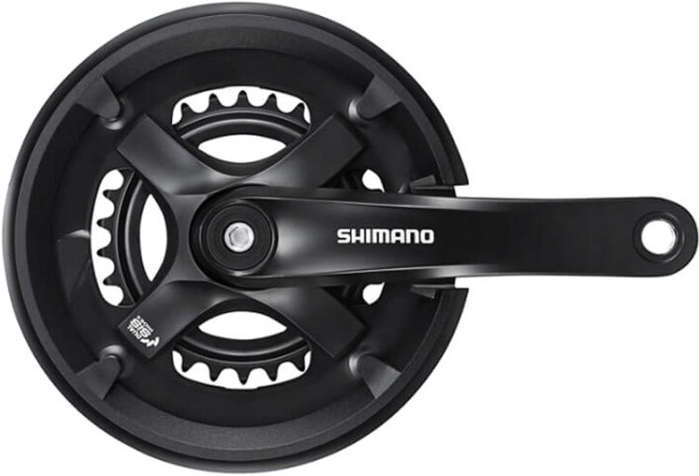Система Shimano TY501, 170мм, для 2x7/8ск, Кв, 46/30, с защитой от цепи., с болтами креп,  цвет черн