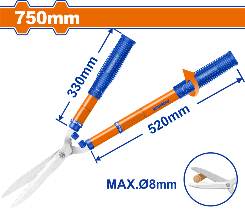 Кусторез с телескопическими ручками 550-750 мм (12) WADFOW WPR1E90