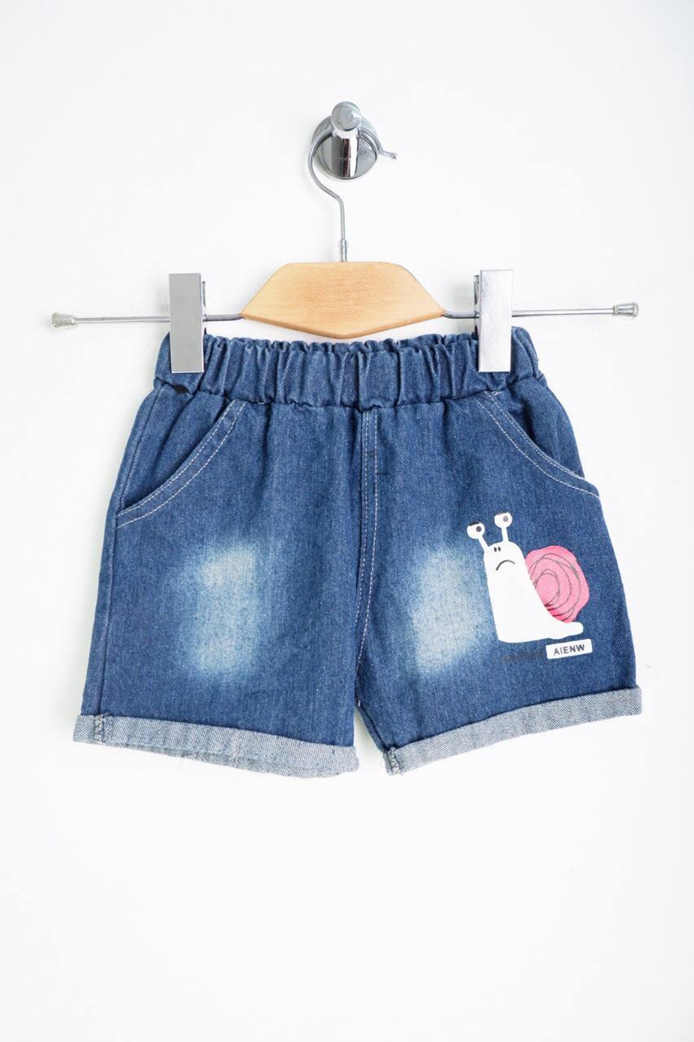 Шорты джинсовые с милой улиточкой, на 1 год