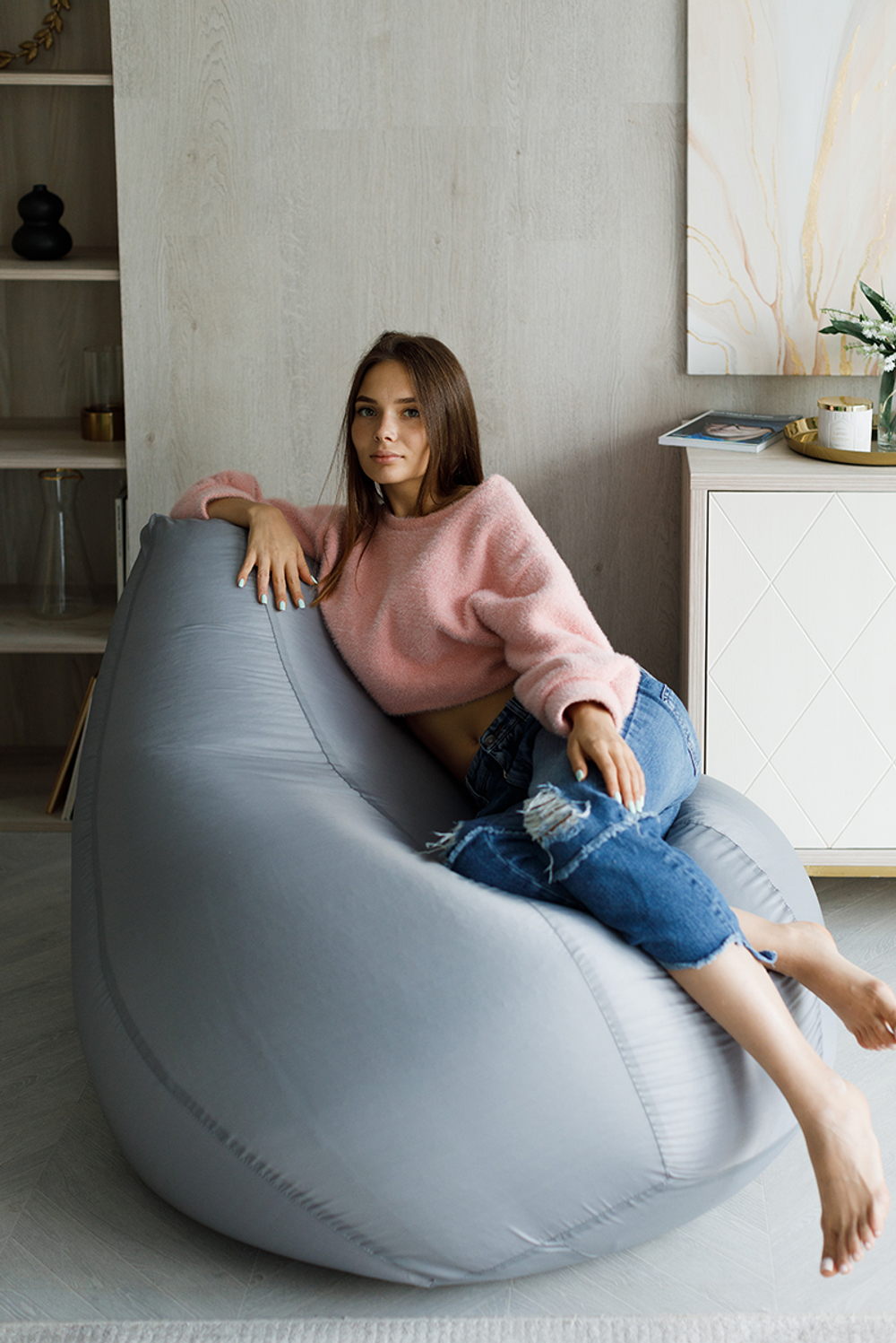 Кресло Мешок Груша Серое (Оксфорд) (3XL, Классический)