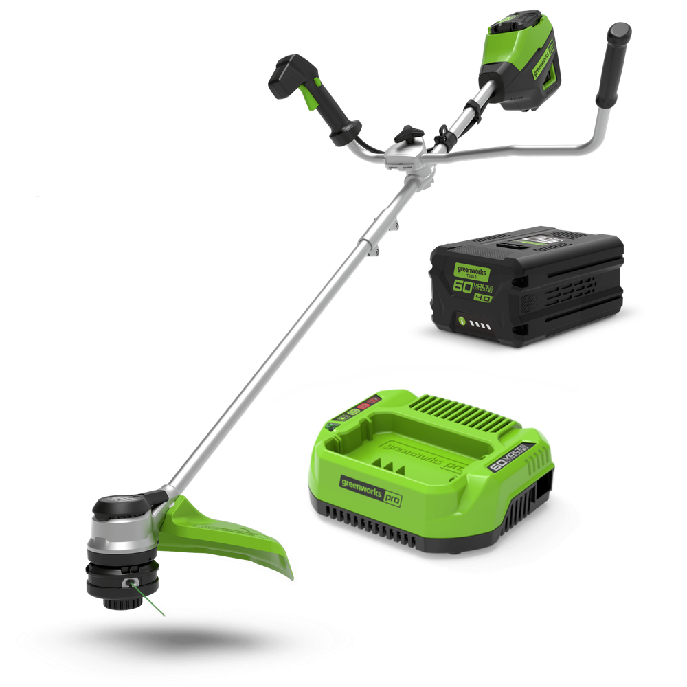 Аккумуляторный триммер Greenworks GD60BCBК4, 60v, 40 см, (2108407UB), с аккумулятором 4 А·ч и зарядным устройством