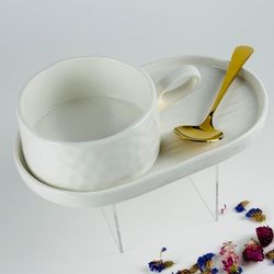 Lenardi 164-036 Бульонница 450мл с блюдом и ложкой MULTICOLOR в под.уп.(х12)Фарфор