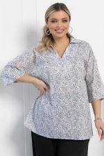 Блуза Легкость движения (бело-серая) Б12966-30М LT Collection