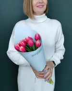 Букет из пионовидных розовых тюльпанов,9 шт(00138)