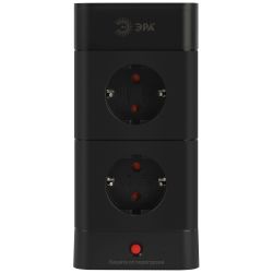 Сетевой фильтр ЭРА TWR-8es-1,5m-4USB-B башня с защитой заземлением с выключателем 8 розеток+4xUSBA+C 1,5м 16А черный