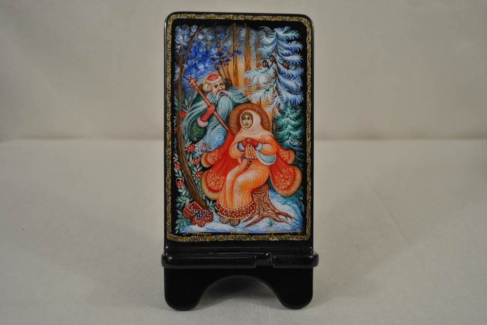 Сувенирная подставка для телефона с росписью Палех "Морозко"