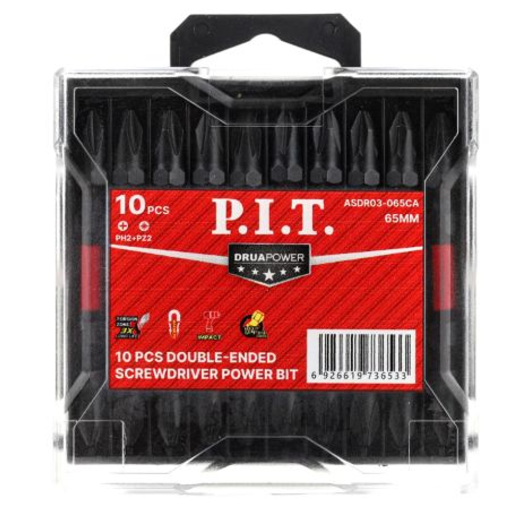 Бита двусторонняя P.I.T. PH2-PZ2x65мм (ASDR03-065CA)